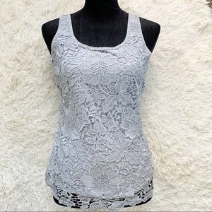 Lace Overlay Sleeveless Top